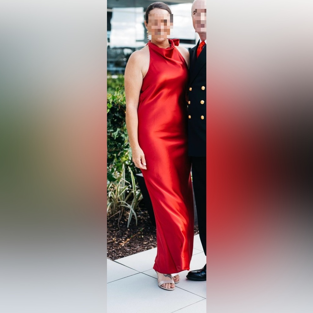 Betsy & Adam Red Backless Dress